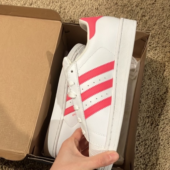 Adidas Superstar J Cloud White Real Pink Shoes CG6608 big kids - Picture 5 of 16